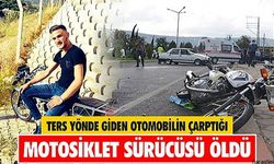 Otomobil ters yönde giden motosiklete çarptı, motosikletli sürücüsü savruldu