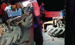 Traktör ile Otomobil Çarpıştı: 2 Yaralı, Teker Koparak Yola Savruldu