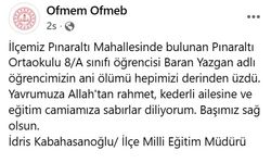 Okulda fenalaşan ortaokul öğrencisi hayatını kaybetti