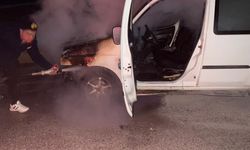 Seyir halindeki araç yandı
