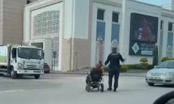 Akülü sandalyedeki kadına polis memurundan yürek ısıtan yardım