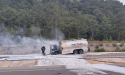 Kaza yapan tankerde yangın çıktı şoför yaralandı