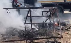 Osmaniye'de elektrikli motosiklet yandı