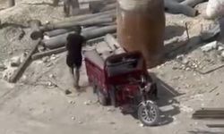 Şantiyeden demir boru hırsızlığı kamerada