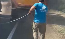 TIR'da çıkan yangını vatandaşlar söndürdü