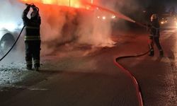 Hatay'da otobüs alev alev yandı