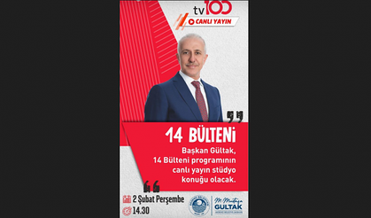 Başkanımız Mustafa Gültak, 2 Şubat Perşembe günü saat 14.30’da TV 100 ekranlarında 14 Bülteni programının canlı yayın stüdyo konuğu olacak.