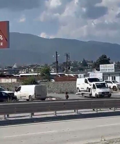 Sahibinin elinden kaçan kurbanlık keçi, refüjden atlayarak gözden kayboldu