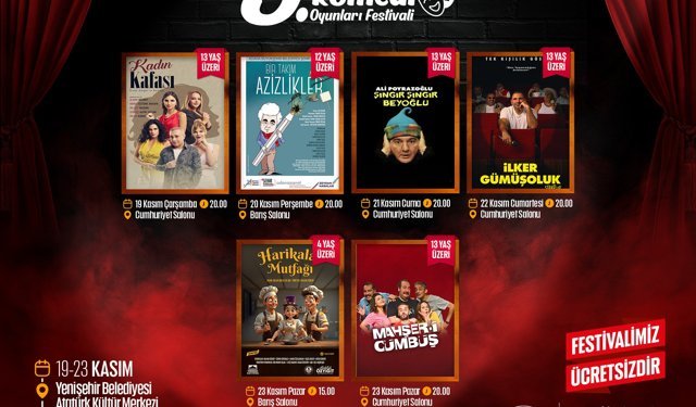 5. Yenişehir Komedi Oyunları Festivali Başlıyor