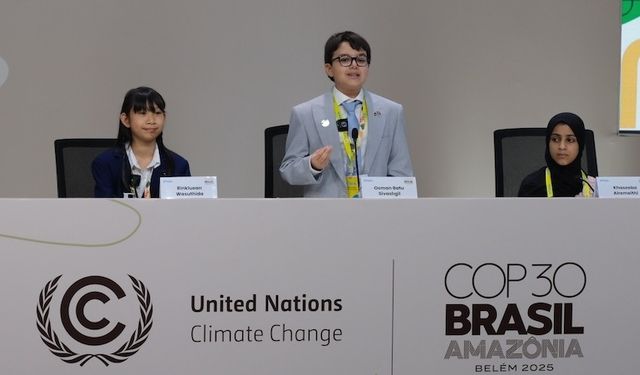 12 yaşındaki Osman Batu Sivaslıgil, COP30 İklim Zirvesi'nde dünya liderlerine hitap etti