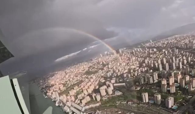 İstanbul- Ataşehir'de sağanak sonrası gökkuşağı oluştu