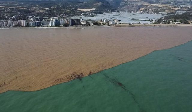 Limonlu Deresi Coştu, Akdeniz’in Rengi Değişti