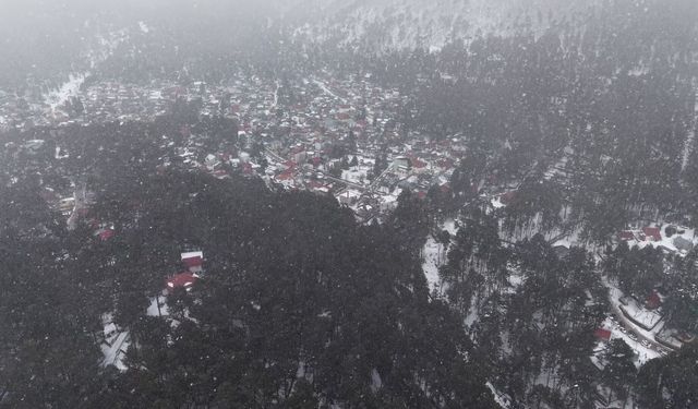 Osmaniye'de eşsiz kar manzarası dron kamerasında