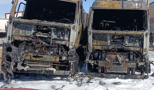 Park halindeki 2 TIR'da yangın