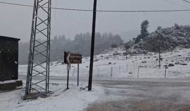 Doğu Akdeniz'de yaylalar, kar yağışıyla beyaza büründü