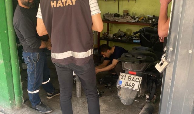 Hatay'da motosiklet tamircilerine denetim