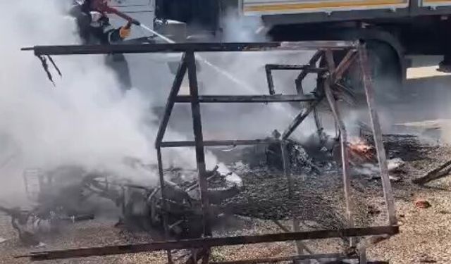 Osmaniye'de elektrikli motosiklet yandı