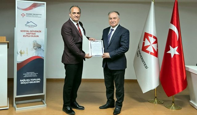 SGK'dan Başkent Üniversitesi Adana Dr. Turgut Noyan Uygulama ve Araştırma Merkezi'ne teşekkür belgesi