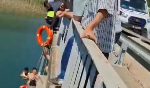 Köprüden göle düşen kadın kurtarıldı