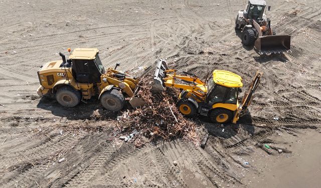 Samandağ sahilinde temizlik ve koruma çalışmaları