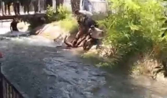 Sulama kanalında boğulma tehlikesi geçiren çocuğu çevredekiler kurtardı