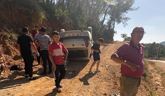 Takla atan otomobilde 6 kişi yaralandı