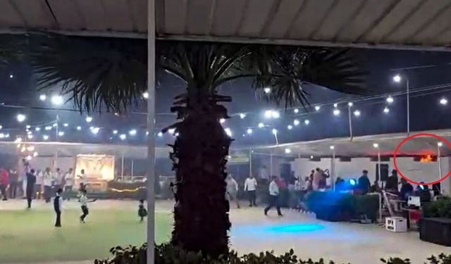 Yangını fark etmeden düğüne devam ettiler; o anlar kamerada