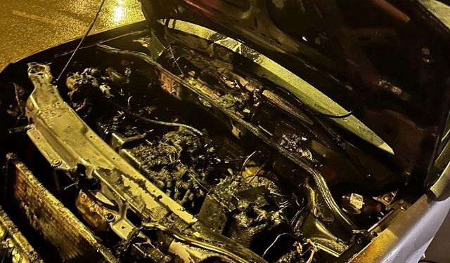 Hatay'da seyir halindeki hafif ticari araç yandı