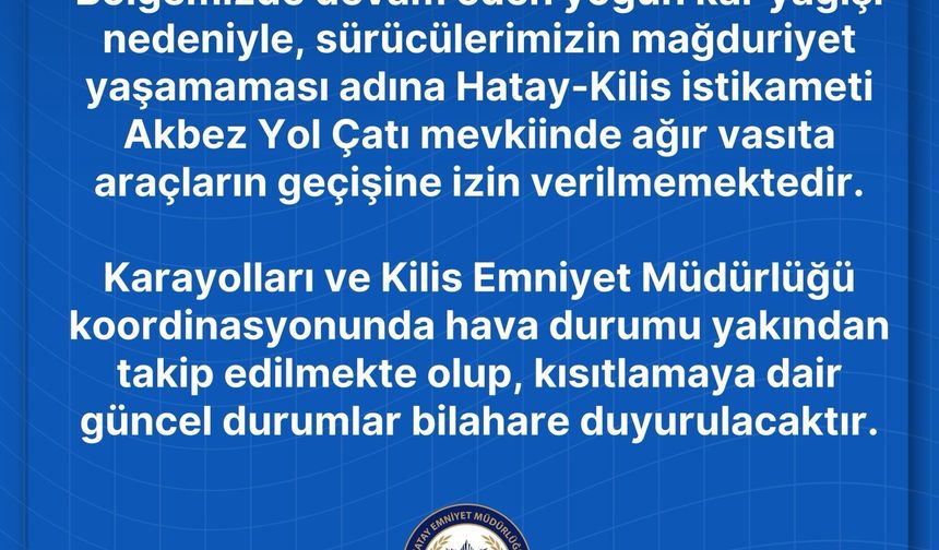 Hatay'da Serinyol-Madenli kara yolu ulaşıma kapatıldı