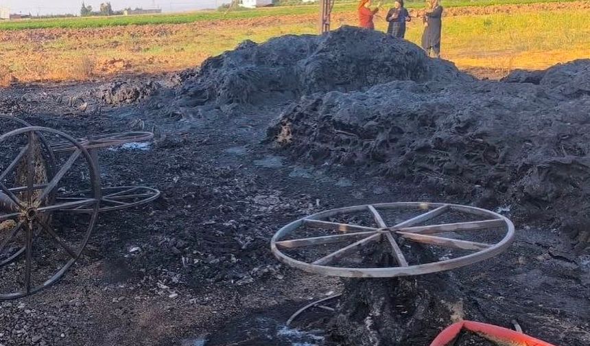 Reyhanlı'da sulama boruları yandı
