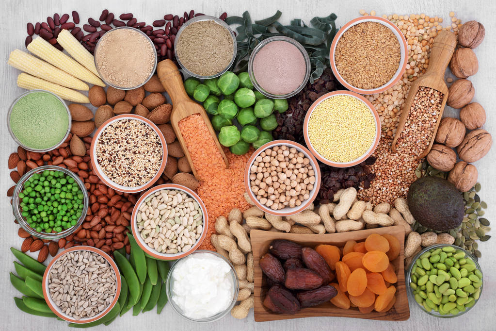 Stock Photo Health Food High Protein Content Legumes Vegetables Dried Fruit Grains
